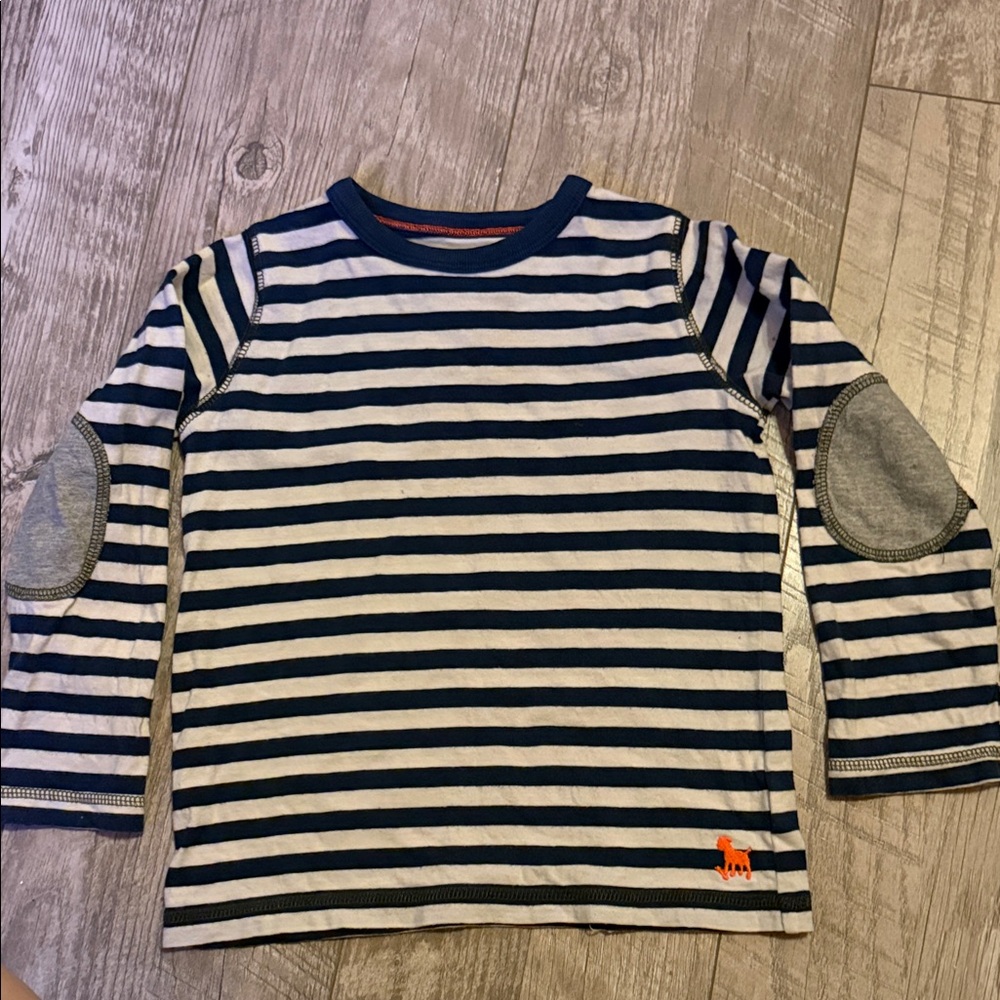 Mini Boden Kids Navy & White Striped Long-Sleeve Tee size 4/5